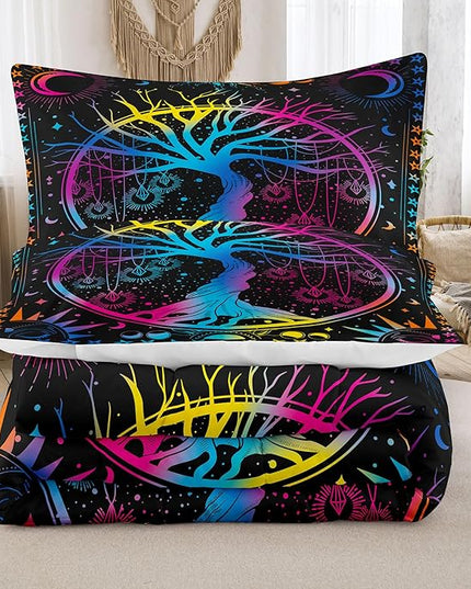NINENINE Sun and Moon Bedding Set Full Size for Kids Boys Girls,Psychedelic Tree of Life Comforter Gothic Bohemian Bedding,Galaxy Stars Mandala Tribal Bed Set with 1 Comforter 2Pillowcases… - LeafyLoom