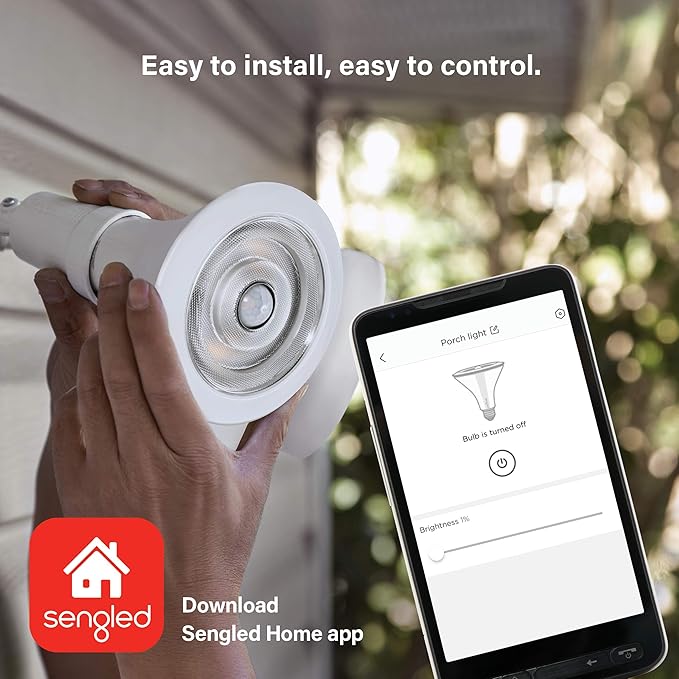 Sengled Smart Flood Light Bulbs work with SmartThings Hub, Echo 4th, Echo Plus, Alexa, Google, Zigbee Hub Required, PAR38 Led Bulb Motion Sensor Light Outdoor, Dusk to Dawn, 3000K, 1200LM, 1 Pack Sengled