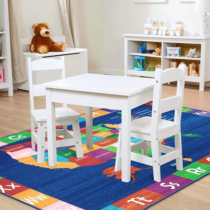 LIVEBOX Educational USA Map Kids Nursery Rug, 4x6 Ft Baby Playmats for Infant and Toddlers, Non-Slip Alphabet Kids Rug Mat for Playroom, Classroom, ABC Kids Room Rug for Bedroom - LeafyLoom