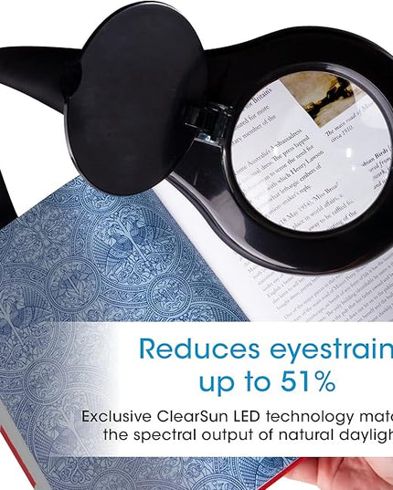 OttLite LED Desk Lamp with Adjustable Magnifier, Prevention Series - Designed to Reduce Eyestrain - Adjustable Flexible Neck, 4 Brightness Settings & Touch Controls - Crafting, Reading & Studying - LeafyLoom