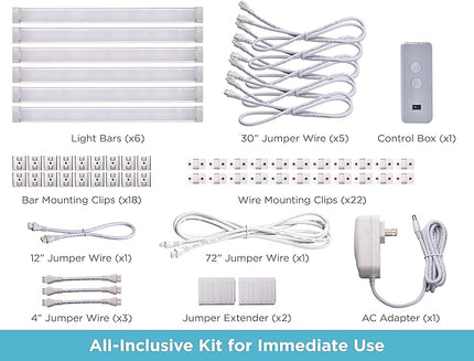 BLACK+DECKER Works with Alexa Smart Under Cabinet Lighting Kit, Adjustable LEDs, (6) 9" Bars, White BLACKDECKER