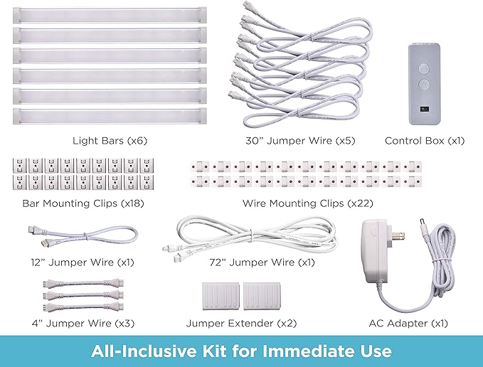 BLACK+DECKER Works with Alexa Smart Under Cabinet Lighting Kit, Adjustable LEDs, (6) 9" Bars, White BLACKDECKER