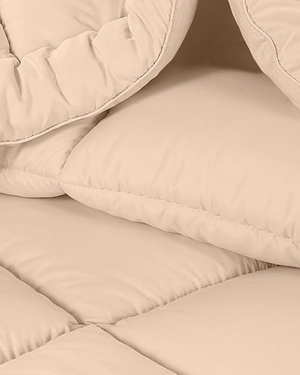 Utopia Bedding Queen Size Comforter Set with 2 Pillow Shams, Bedding Comforter Sets, Down Alternative Beige Comforter, Soft and Comfortable, Machine Washable (Pack of 4) - LeafyLoom