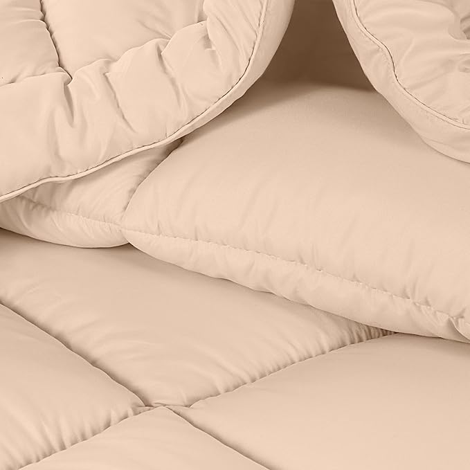 Utopia Bedding Queen Size Comforter Set with 2 Pillow Shams, Bedding Comforter Sets, Down Alternative Beige Comforter, Soft and Comfortable, Machine Washable (Pack of 4) - LeafyLoom
