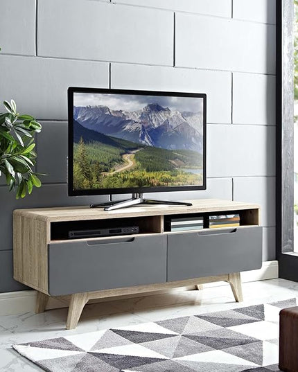 Modway Origin Mid-Century Modern 47 Inch TV Stand in Natural Gray - LeafyLoom