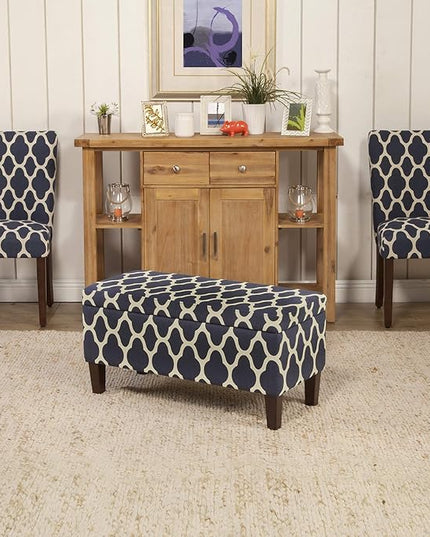 HomePop Parsons Classic Upholstered Accent Dining Chair, Set of 2, Navy and Cream Geometric - LeafyLoom