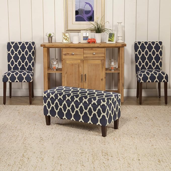 HomePop Parsons Classic Upholstered Accent Dining Chair, Set of 2, Navy and Cream Geometric - LeafyLoom