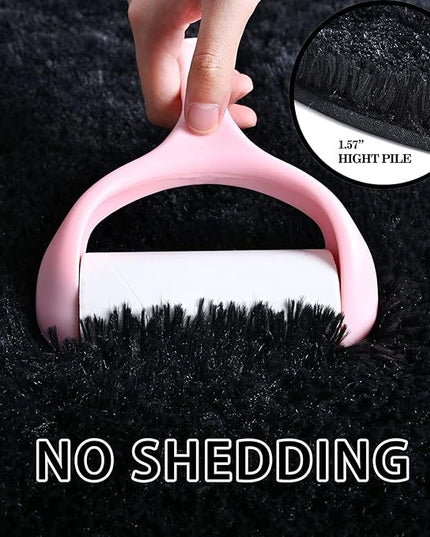 Merelax Soft Shaggy Rug for Kids Bedroom, Oval 2.6'x5.3' Black Plush Fluffy Carpets for Living Room, Furry Carpet for Teen Girls Room, Anti-skid Fuzzy Comfy Rug for Nursery Decor Cute Baby Play Mat - LeafyLoom