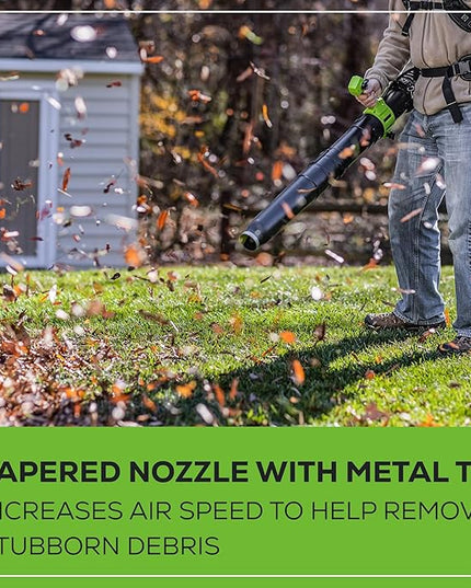 Greenworks 80V (800 CFM) Dual Port Backpack Blower with (2) 5.0 Ah Batteries, Dual Port Rapid Charger - LeafyLoom