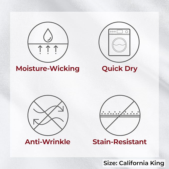 Mellanni California King Sheets Set - 4 PC Iconic Collection Bedding Sheets & Pillowcases - Hotel Luxury, Extra Soft, Cooling Bed Sheets - Deep Pocket up to 16 inch (Cal King, White) - LeafyLoom