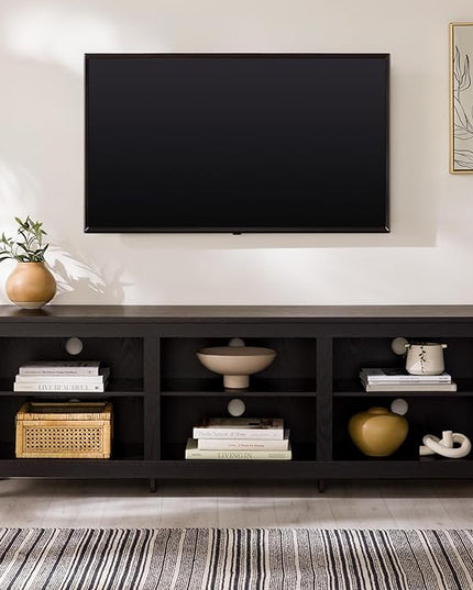 Walker Edison Wren Classic 6 Cubby TV Stand for TVs up to 80 Inches, 70 Inch, Black - LeafyLoom