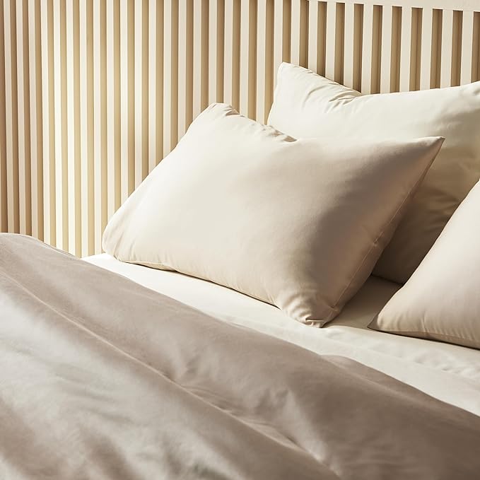 Broklinen Luxury Sateen 4 Piece Sheet Set - 100% Cotton, California King Size in Pebble Grey - 1 Fitted Sheet, 1 Flat Sheet, 2 Pillowcases | Best Luxury Sheets - LeafyLoom