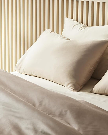 Broklinen Luxury Sateen 4 Piece Sheet Set - 100% Cotton, King Size in Pebble Grey - 1 Fitted Sheet, 1 Flat Sheet, 2 Pillowcases | Best Luxury Sheets - LeafyLoom