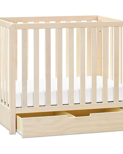 Carter's by DaVinci Colby 4-in-1 Convertible Mini Crib with Trundle Drawer in Washed Natural, Greenguard Gold Certified, Undercrib Storage - LeafyLoom