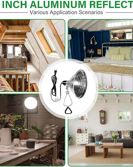 Simple Deluxe Clamp Lamp Light 150 Watt with 8.5 Inch Aluminum Reflector (no Bulb Included), 6 Feet Cord, 1 Pack, Black - LeafyLoom