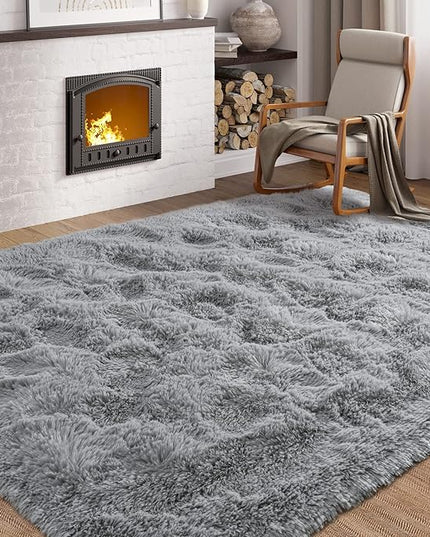 Softlife Rug for Living Room 5.3x7.6 Feet Area Rug for Bedroom Super Soft Shaggy Rugs for Kids Room Fluffy Fuzzy Carpets Long Plush Bedside Rug Nursery Christmas Home Decoration for Boys Girls, Grey - LeafyLoom