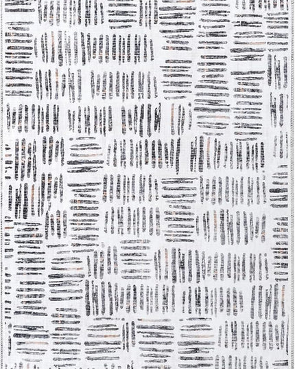 nuLOOM Mitzi Abstract Lines Machine Washable Ultra Thin Runner Rug, 2' 6" x 8', Light Grey - LeafyLoom
