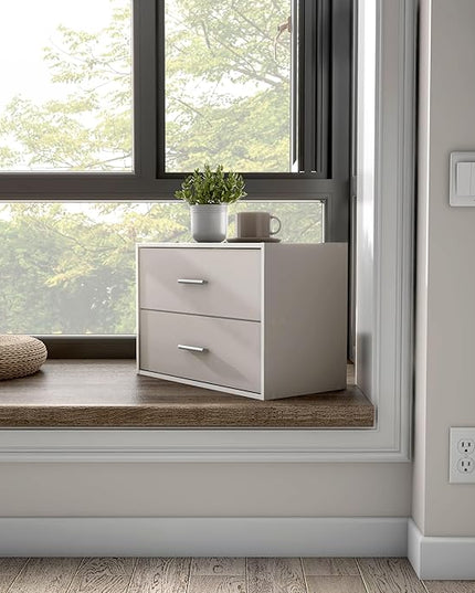 Apexa 2-Drawer Wooden Stackable Storage Drawers, Small Food Pantry Cabinet, Cajonera De Madera, Underbed Drawer Dorm Teen Room Decor & Bedroom, Home Office, Kitchen, Greige - LeafyLoom