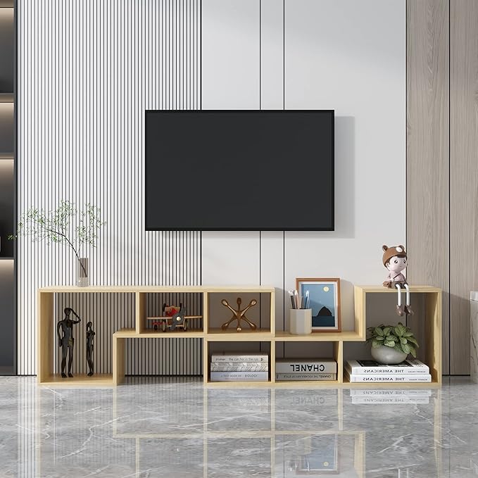 NicBex TV Stand for 50 Inch Double L-Shaped Oak TV Stand Storage Console Table for Living Room,Bedroom,41.34 Inch,Natural - LeafyLoom