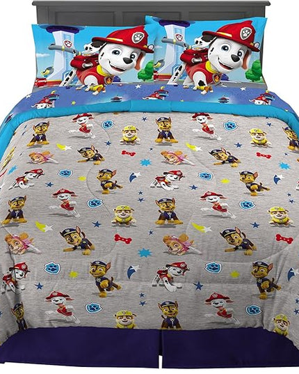 Franco Paw Patrol Kids Bedding Super Soft Comforter And Sheet Set, 5 Piece Full Size, (Official) Nickelodeon, 39 x 75 Inch - LeafyLoom