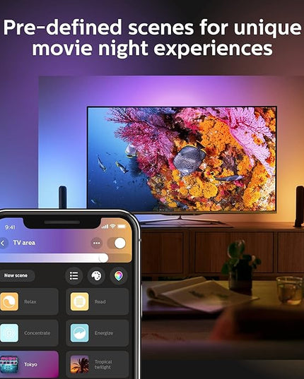 Philips Hue Smart Play Light Bar Extension, Black - White & Color Ambiance LED Color-Changing Light - 1 Pack - Requires Hue Bridge and Hue Play Light Bar Base Kit - Control with App or Voice Assistant PhilipsHue