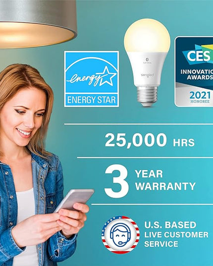 Sengled Alexa Light Bulb, S1 Auto Pairing with Alexa Devices, Warm Light Bulbs, Smart Light Bulbs that Work with Alexa, Bluetooth Mesh Smart Home Lighting, E26 60W Equivalent, 800LM, 3-Pack Sengled