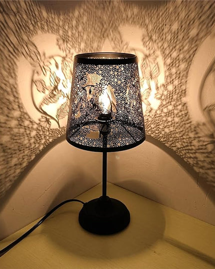 Flower Fairy Touch Lamp with Dimmable Touch Switch,Black Metal Cutout Shade, Flower Fairy Decoration Desk Lamp - LeafyLoom