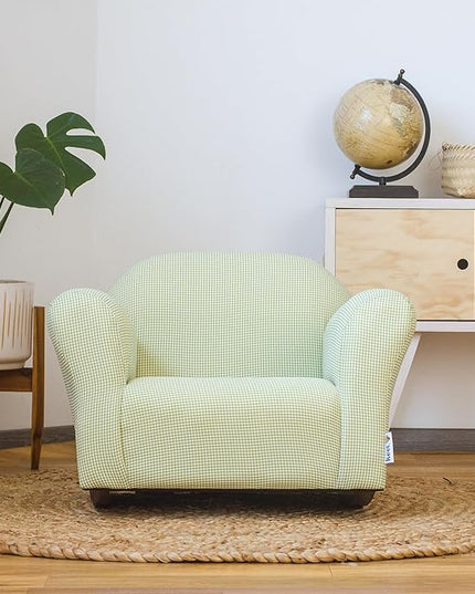 Keet Roundy Rocking Kid's Chair, Green Gingham - LeafyLoom