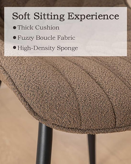 Dining Chair Set of 2 Soft Padded Seats & Adjustable Metal Legs, Modern Velvet Dining Room Chairs, Kitchen Chairs with Wide Curved Back for Living Room Bedroom Kitchen, Coffee - LeafyLoom