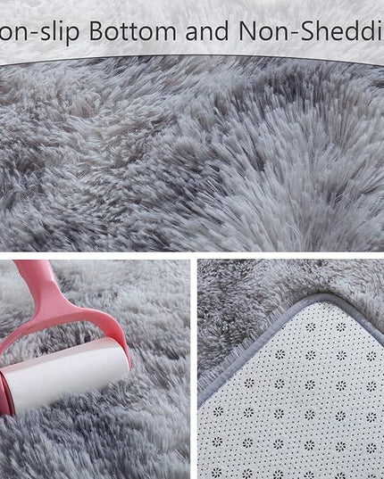 AROGAN Soft Rainbow Area Rugs for Girls Room 5x8 Feet, Fluffy Girls Bedroom Rugs, Princess Rug, Cute Colorful Carpet for Kids Teens Nursery Toddler, Grey - LeafyLoom