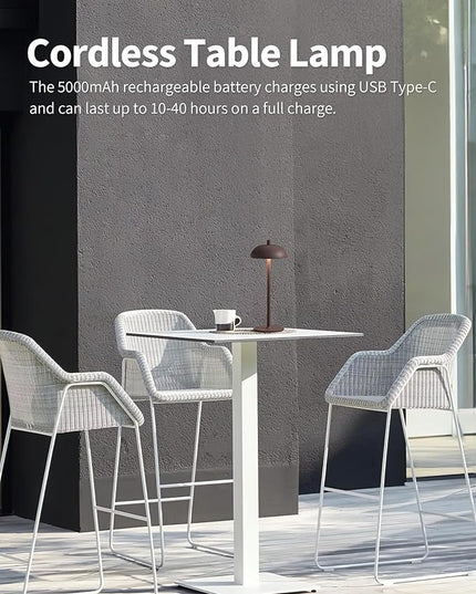 Cordless LED Table Lamp Set of 2, Modern Portable Desk Lamp, 3 Color Stepless Dimming Built-in Rechargeable Battery Lights, for Bedroom, Patio, Outdoor, Restaurant, Bedside Night Lamp(Brown) - LeafyLoom