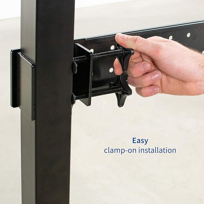 VIVO Black Universal Steel Clamp-on Desk Stabilizer Bar, 36 to 61.6 inch Bracket Support System for Sit to Stand Desk Frames, DESK-STB01B - LeafyLoom