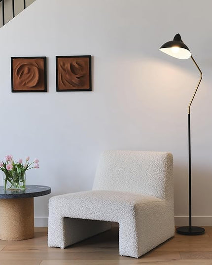 Brightech Swoop LED Floor Lamp, Tall Lamp with Adjustable Head, Modern Floor Reading Lamp for Over Chair, Living Rooms & Offices, Standing Lamp with Heavy Base for Bedrooms, Stunning Living Room Decor - LeafyLoom