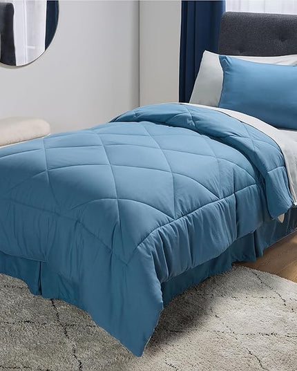 Bedsure Blue Twin XL Comforter Set - 5 Pieces Reversible Blue Bed Set Twin XL with Comforters, Sheets, Pillowcase & Sham, Blue Bedding Set for College - LeafyLoom