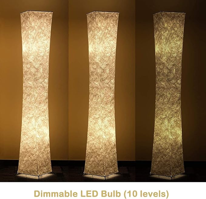 LEONC Design 39'' Creative LED Floor Lamp, Softlighting Minimalist Modern Contemporary with Fabric Shade & 2 Bulbs Floor Lamps for Living Room Bedroom Warm Atmosphere(Tyvek Dupont 39 x 7.9 x 7.9inch) - LeafyLoom