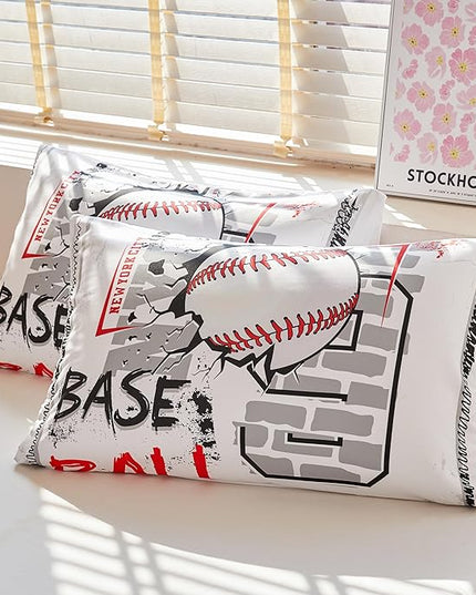 Baseball Comforter Twin,Sports Bedding Set for Boys,Boys Baseball Bedding Set Twin,Teen Boy Comforter with 2 Pillowcases - LeafyLoom