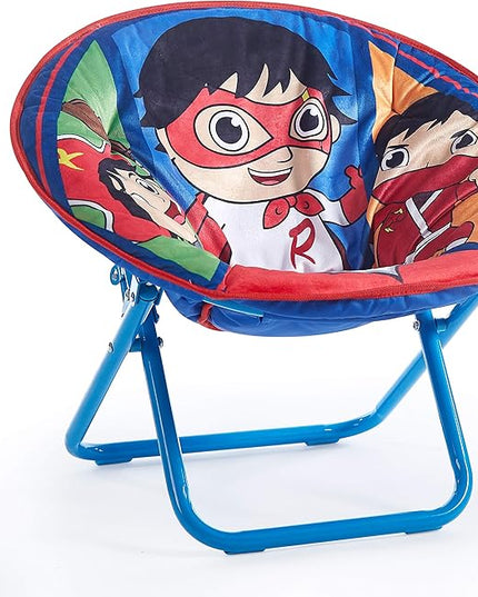 Ryan's World Toddler 19” Folding Saucer Chair with Cushion, Ages 3+ - LeafyLoom