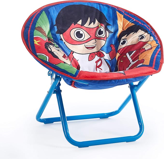 Ryan's World Toddler 19” Folding Saucer Chair with Cushion, Ages 3+ - LeafyLoom