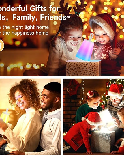 Dimmable Night Light Touch Lamp for Bedroom Rechargeable Remote Bedside Lamp Portable Hanging Table Lamp Changeable Warm White Light Perfect Toy Gift for Kids Adults - LeafyLoom