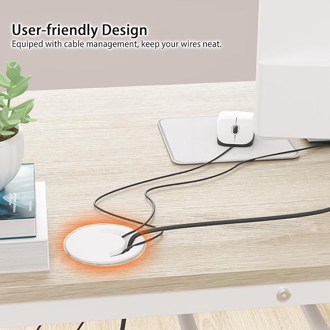 Weehom Computer Desk with Drawers, Home Office Desk for Writing, Studying, and Gaming - Sturdy and Spacious Workstation for PC and Laptop(Beige) - LeafyLoom