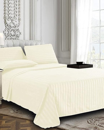 Elegant Comfort Best, Softest, Coziest 6-Piece Sheet Sets! - 1500 Premier Hotel Quality Luxurious Wrinkle Resistant 6-Piece DAMASK STRIPE Bed Sheet Set, California King Ivory - LeafyLoom