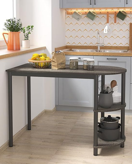 Elephance Small Dining Table/Kitchen Table with Storage, Multifunctioal Workstation Desk for Dining Room, Living Room, Bistro.(Black Oak) - LeafyLoom