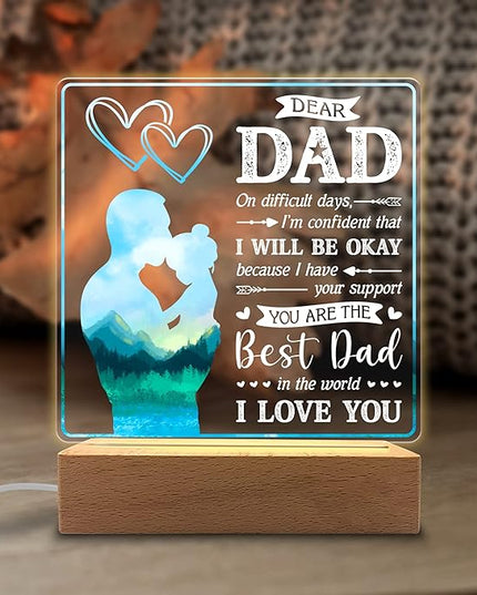 You are Best Dad in The World Acrylic Night Light Gifts for Daddy on Fathers Day, Christmas, Birthday from Son, Daughter - LeafyLoom