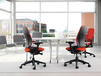 Steelcase Leap Office Chair, Black Frame and Black Leather - LeafyLoom