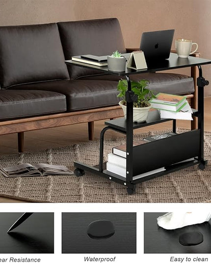 Portable Rolling Desk Adjustable Laptop Desk Small Standing Desk Home Office Desks for Small Spaces Table, 31.5" Black Uplift Student Study Desk Mobile Computer Work Desk on Wheels - LeafyLoom