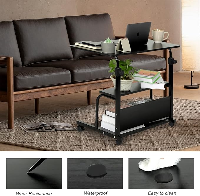 Portable Rolling Desk Adjustable Laptop Desk Small Standing Desk Home Office Desks for Small Spaces Table, 31.5" Black Uplift Student Study Desk Mobile Computer Work Desk on Wheels - LeafyLoom