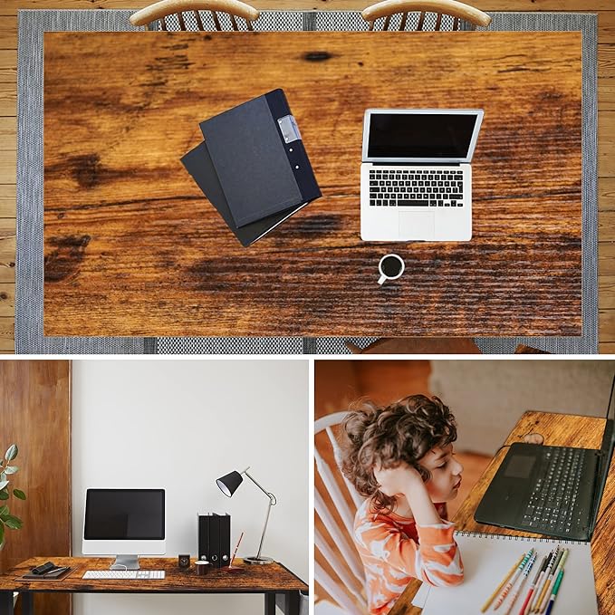 AHB Rolling Computer Desk with 4 Smooth Wheels, Simple Style Mobile Writing Desk Home Office Study Table Movable Workstation with Metal Frame (Brown, 32") - LeafyLoom
