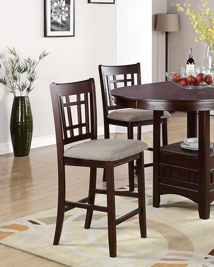 NicBex 42Inch Round Dining Table,Counter Height Kitchen Table with Solid Wood Tabletop and Storage Shelve for 4 to 6,Dining Room Table for Kitchen,Small Space,Dining Room and Living Room,Walnut - LeafyLoom