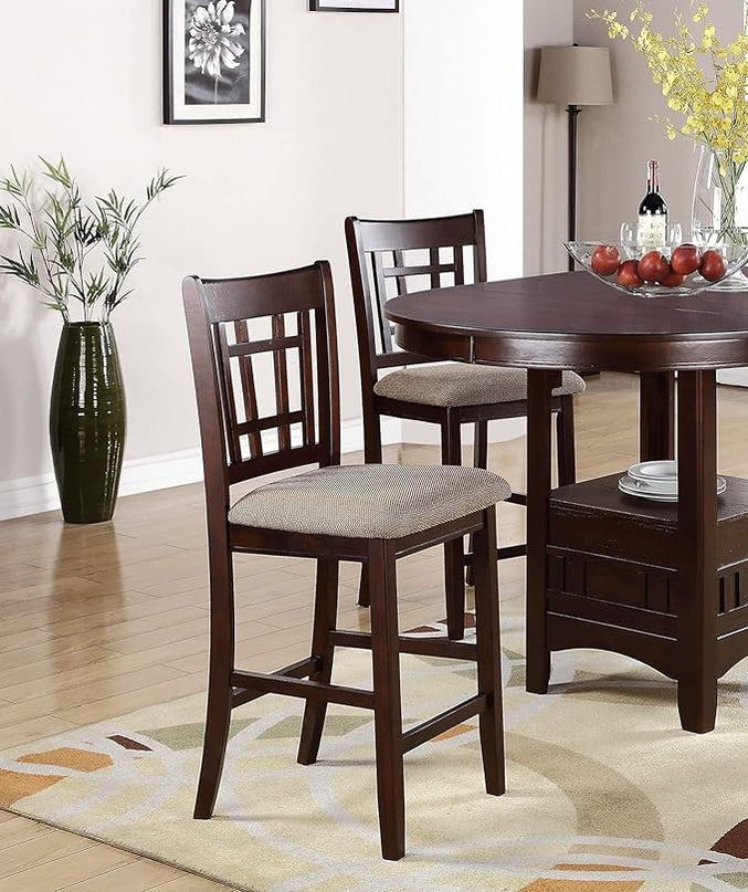 NicBex 42Inch Round Dining Table,Counter Height Kitchen Table with Solid Wood Tabletop and Storage Shelve for 4 to 6,Dining Room Table for Kitchen,Small Space,Dining Room and Living Room,Walnut - LeafyLoom