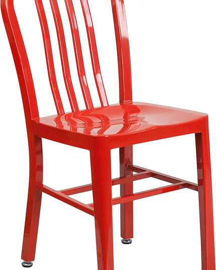 Flash Furniture Gael Indoor/Outdoor Modern Metal Dining Chairs, Commercial-Grade Galvanized Steel Restaurant Chairs, Set of 2, Red - LeafyLoom